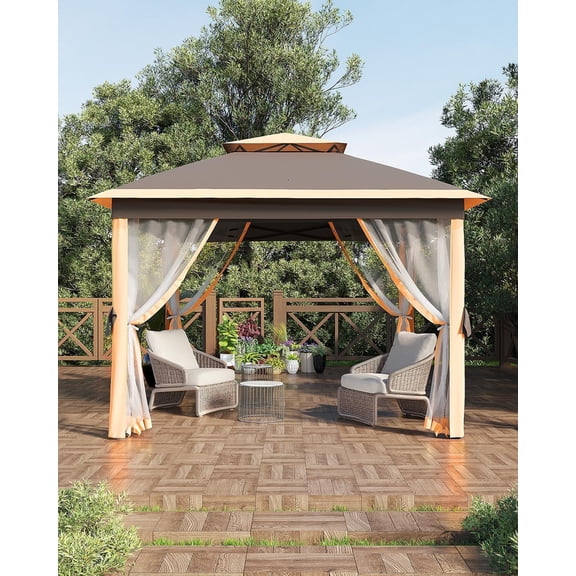 11x11 ft Pop-Up Gazebo Tent with Mosquito Netting, Outdoor Canopy Shelter – Easy Setup, Water & UV Resistant