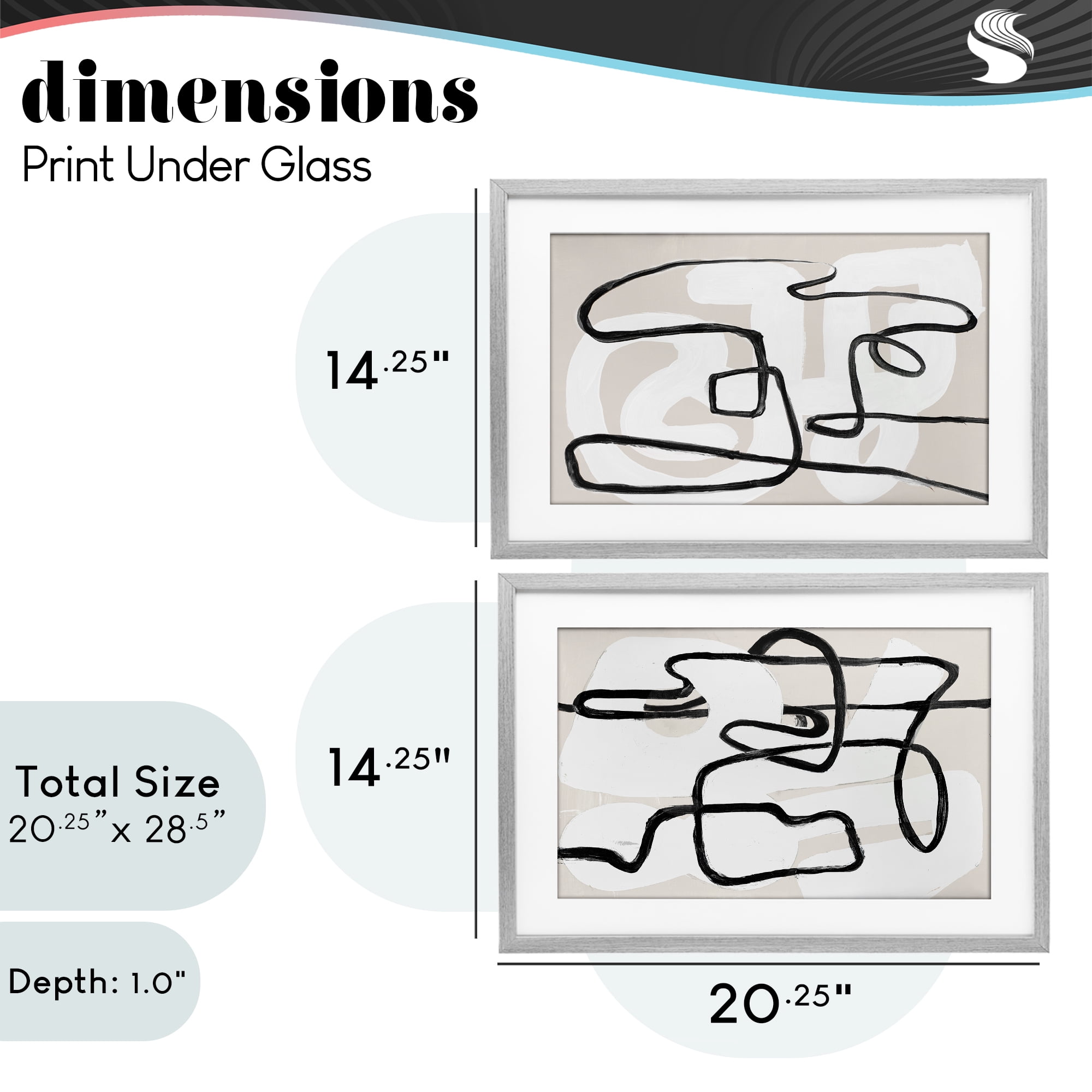 Stupell Industries Neutral Twists & Turns 2 Piece Gray Framed Print Under Glass Set, design by Lanie Loreth