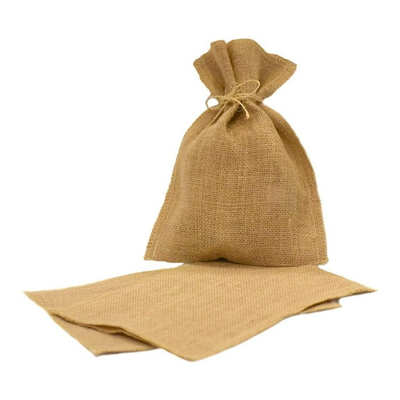 Natural Jute Burlap Pouch 7.25" X 10" No Drawstring ( 12 Pieces)