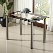Tcbosik 43.3" Tempered Glass Dining Table for 4, Small Rectangular Kitchen Table, Modern Furniture, for Apartment & Small Places & Home & Dining Kitchen, Black & Clear