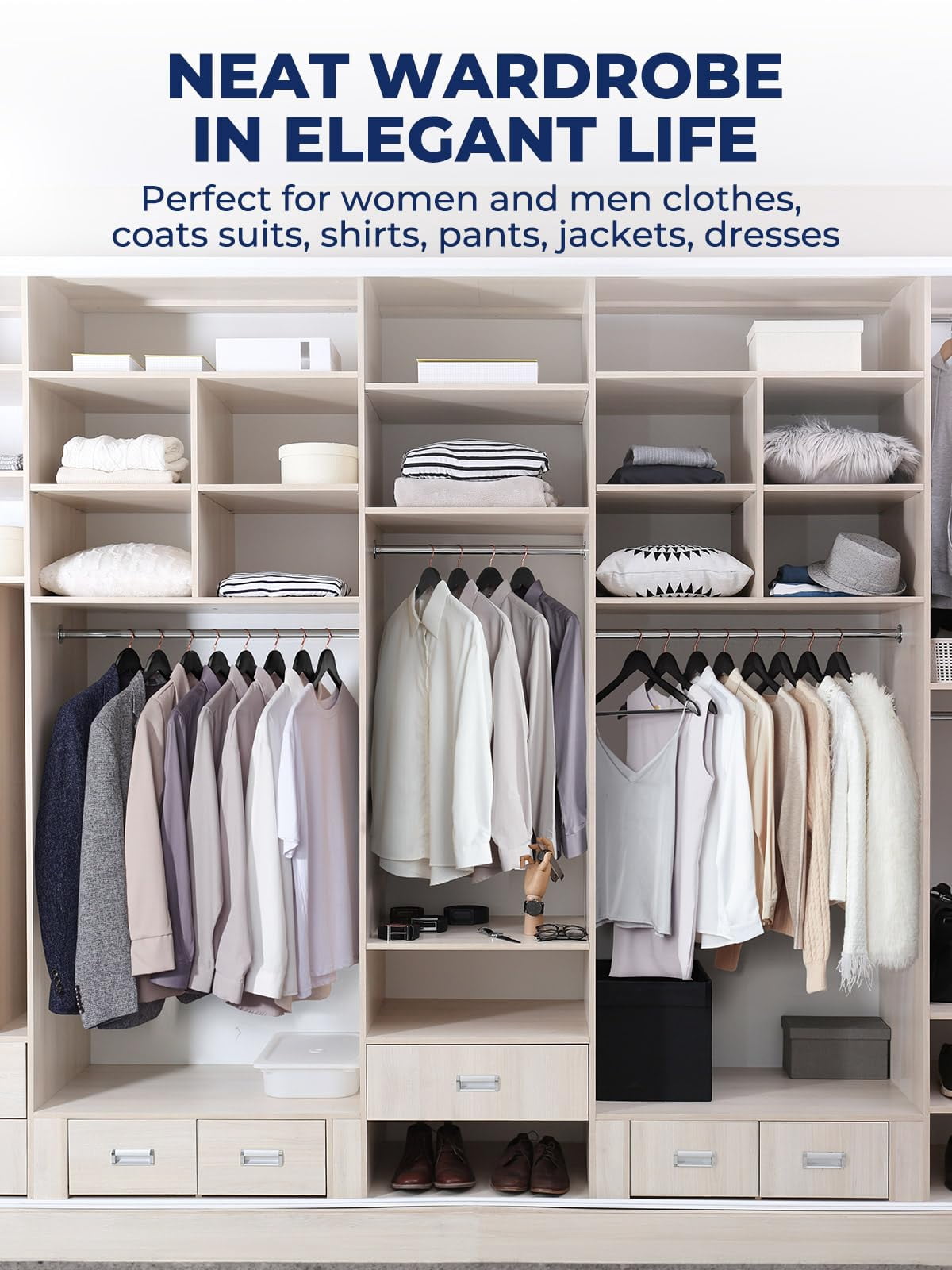 ACSTEP Wooden Hangers 10 Pack, Sturdy Coat Hangers for Closet, Quality Non Slip Hangers, Premium Heavy Duty Hangers, Durable Coat Hanger, Pants Hanger, Suit Hangers, with 360° Rotating Hook, Black