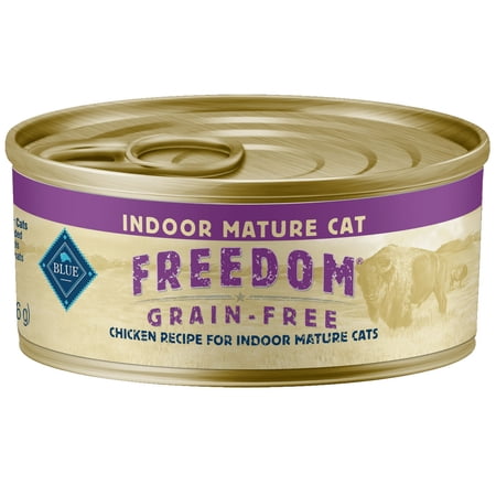 BLUE Freedom Grain Free All Breeds Mature Grain-Free Indoor Chicken Recipe Wet Cat Food, 5.5 oz. (Case of 24)