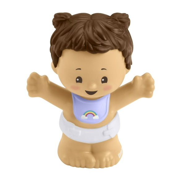 Replacement Part for Fisher-Price Little People Baby's Day Storybook Set - GVH64 ~ Replacement Twin Girl Figure ~ Blue Bib with Rainbow ~ Brown Hair with Pigtails