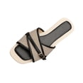 thumbnail image 2 of Fankiway Women's Woven Slide Sandals Faux Leather Trim Non-Slip Comfortable Open Toe Slippers Summer Black 7, 2 of 9