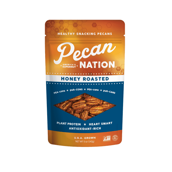 Pecan Nation Honey Roasted Snacking Pecans, 5 oz Resealable Bag, Non-GMO, Gluten Free, Nothing Artificial
