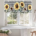 thumbnail image 4 of Vintage Floral Valances for Windows, 42 x 18in, Sunflowers Black Buffalo Plaid Farmhouse Rod Pocket Kitchen Valance Curtain Light Filtering Window Treatments for Living Room Bedroom, 1 Panel, 4 of 7