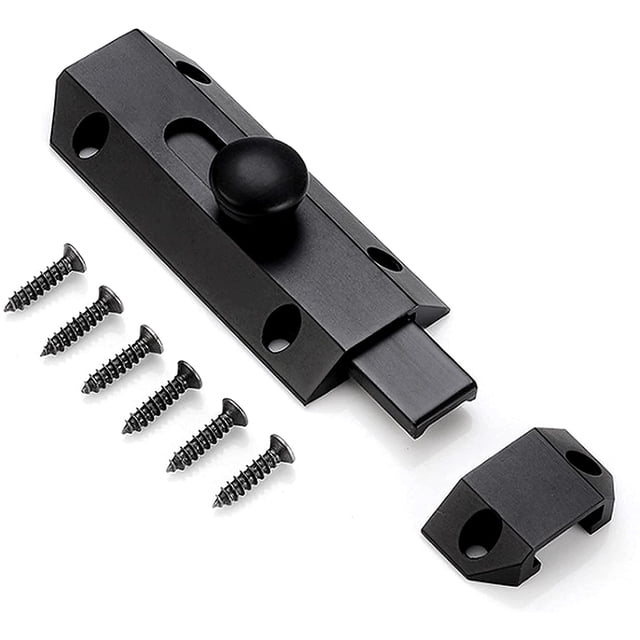 1 pestillo de seguridad con perno de latón puro y grueso, pestillo de puerta resistente, negro