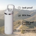 thumbnail image 2 of SURFVEN 18 oz Stainless Steel Double Wall Insulated Water Bottle with Flip-up Straw Lid, White, 2 of 8
