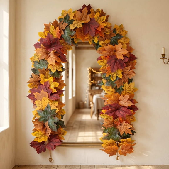 Fmbmuo Thanksgiving Artificial Fall Maple Leaf Garland , Decorations , For Table Fireplace Wall Indoor Outdoor Wedding Decoration