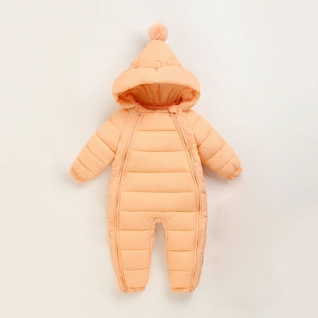 

Yubatuo Infant Toddler Baby Kids Winter Romper Thicken Hooded Warm Jumper Suit Outdoor Orange 100