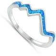 thumbnail image 4 of CHOOSE YOUR COLOR Modern Mountain Blue Simulated Opal Range Ring .925 Sterling Silver Band CZ Female Size 5, 4 of 4