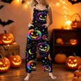 thumbnail image 2 of EANJE Halloween Overalls for Women, Sleeveless Spaghetti Strap Jumpsuit with Pockets, Print Wide Leg Baggy Romper, Adjustable Straps Fall Holiday Party Outfit Multicolor 3XL, 2 of 6
