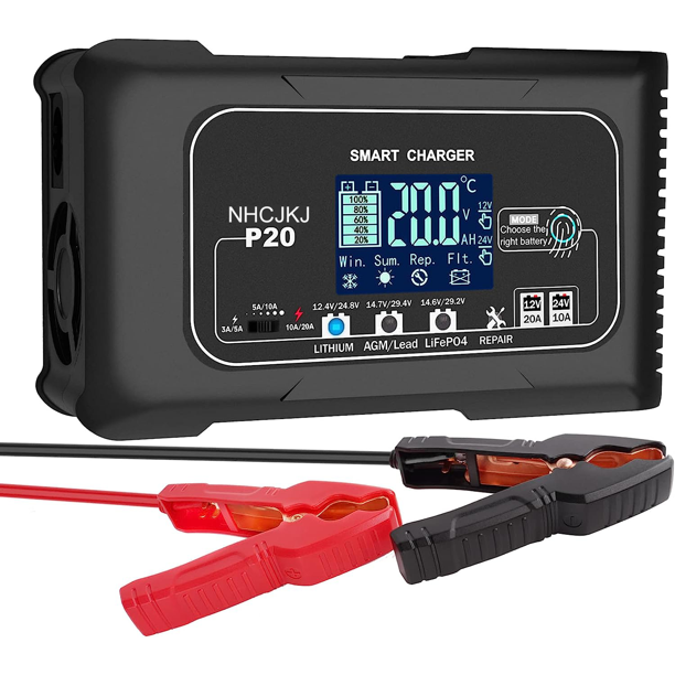 Car Battery Charger 12V/20A 24V/10A Automatic Smart Battery Charger