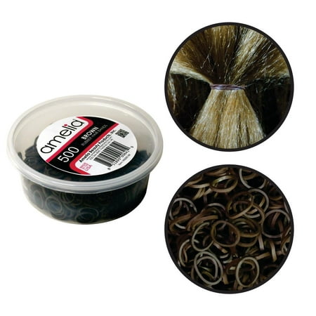 Amelia Beauty | 1/2in Brown Elastic Rubber Band Pony Tail Holders | Made in USA Ideal for Ponytails Braids Twists Dreadlocks Styling Accessories for Women Men and Girls | 500 Pack