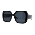 thumbnail image 3 of Womens Mod Large Rectangle Butterfly Chic 90s Designer Sunglasses All Black, 3 of 4