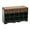 Black, variant on Household Essentials Entryway Storage Bench with 3 Dark Grey Drawers 10 Shoe Compartments and Cushioned Seat in Mid Century Walnut Wood Grain