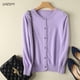 thumbnail image 3 of Cárdigan de Cachemira de visón puro para mujer, abrigo suelto de cuello redondo, Chaqueta de punto sólido, talla grande, 3 of 5