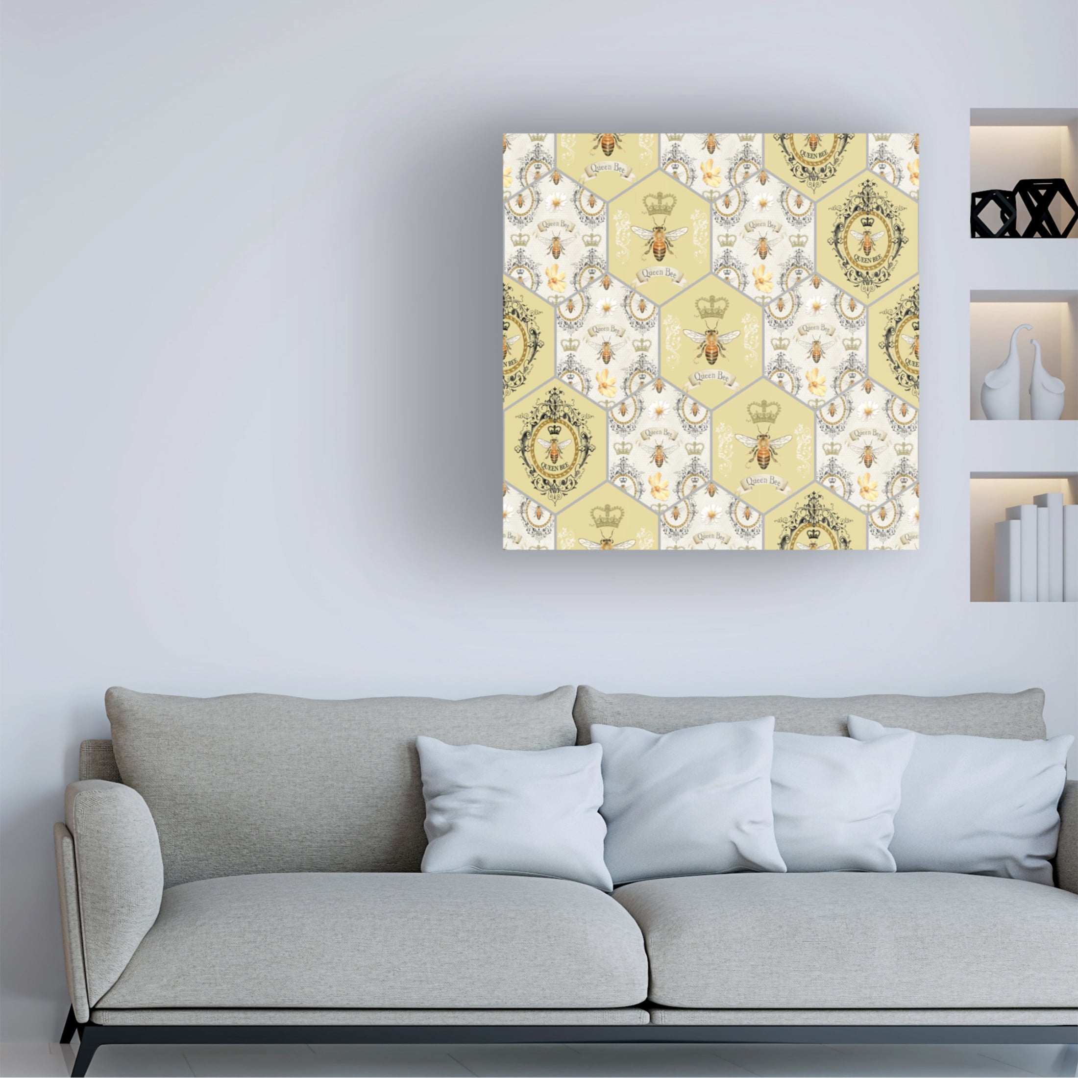 Canvas Wall Art - Jean Plout 'Queen Bee Collection E' Wall Art for Living Room, Bedroom, or Office Décor by Trademark Fine Art - 35 x 35 Inches
