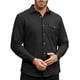 thumbnail image 1 of Blusa y camisa de manga larga con cuello vuelto para hombre, informal, lisa, con botones y bolsillo, de poliéster, 1 of 4