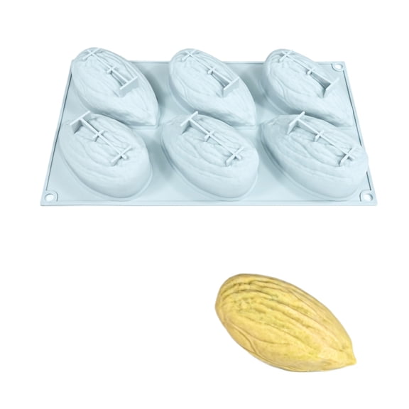 MInHoues 6‑Cavity Coffee Bean Silicone Baking Mold, 3D Nut Bean Shape Chocolate Dessert Mold, Food‑Grade Silicone Mold for Cake Decoration Chocolate Candy Mousse Making