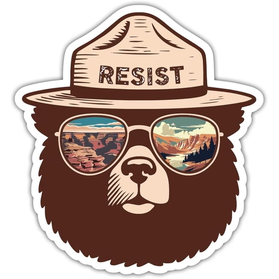 Funny Forest Bear Resist Bumper Sticker, Waterproof Camping Decal for Car, Window & Truck, Gift for Men, Women & Nature Lovers (4.6" x 5")