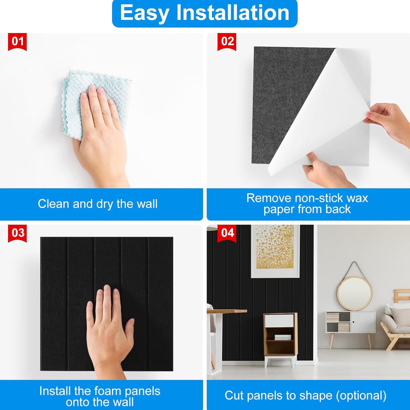 URTERYSER Pack of 12 Soundproof Foam Panels Wall Self Adhesive Acoustic Tiles Polyester Texture Perfect for Studios and Home Wall Silver Gray