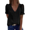 thumbnail image 1 of Women Short Sleeve, Polyester Breathable Short Sleeve Blouse  For Home Black M, 1 of 4