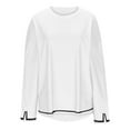 thumbnail image 4 of MeetoTime Long Sleeve Tops for Women Round Neck Slit Ribbed Pullover 2024 Fall Clothes Oversized Sweaters, 4 of 4