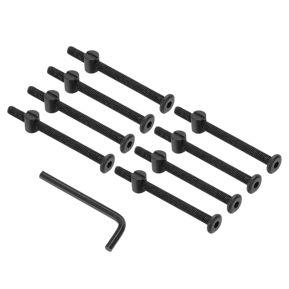Uxcell M6 x 80mm Bunk Bed Bolts, 8Pcs Hex Socket Screws Nuts with Wrench Black