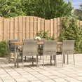 thumbnail image 1 of vidaXL 7 Piece Garden Dining Set with Cushions Grey Poly Rattan, 1 of 5