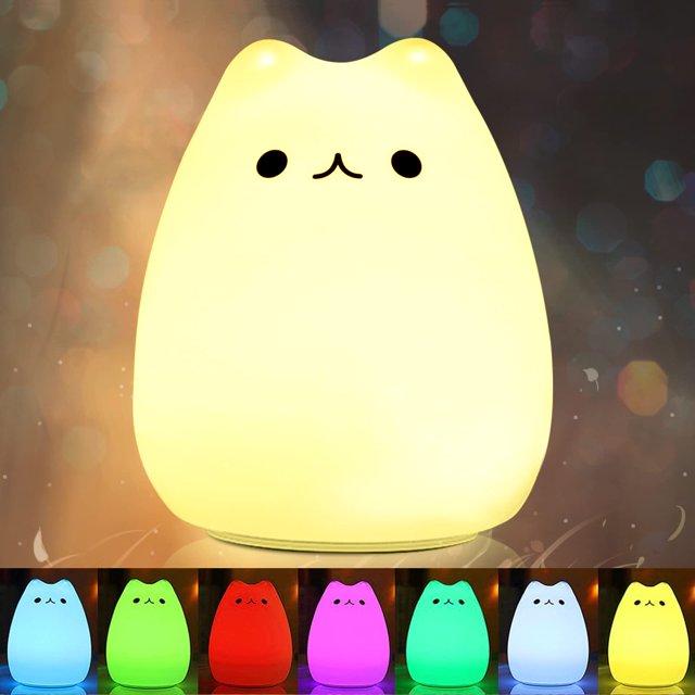 Luz de noche NQ para niños con batería recargable por USB de 7 colores