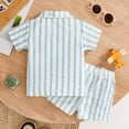 thumbnail image 5 of SGMVNU Baby Boys Summer Shorts Set Striped Short Sleeve Button Down Shirt and Matching Shorts 2 Piece Casual Outfits, Size 9-12 Months, Light Blue, 5 of 9