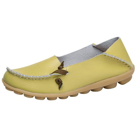 

AnuirheiH Women Shoes Round Head Casual Flat Shoes Loafers Soft Bottom Casual Single Peas Shoes Clearance