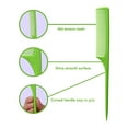 thumbnail image 4 of 61 XL Rat Tail Combs Wide Tooth Comb Detangling Hair Styling Coarse Hair Foiling Thick Back Parting Combs Hairstylist Combs For Women Made In USA 3 Pc. (Light Green), 4 of 5