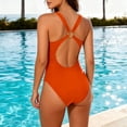 thumbnail image 7 of One Piece Swimsuits for Women Built-in Padded Cups Deep V Neck Metal Ring Linked Ruched Monokini Tummy Control Bathing Suits Flattering Plunge Swimwear, 7 of 7