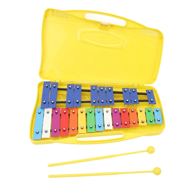 Xilófono, Buena Mano de Obra para Usar Llaves de Metal Coloridas Resistentes Xilófono Portátil Con Caja Amarilla Para El Hogar