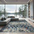 thumbnail image 2 of ODIKA 6'x9' Ultra-Soft Area Rug, Cream Boho Vintage Distressed Motif Transitional Ornamental Academia None Washable, Bare feet friendly, Silk-Touch for Guest Room, Bedroom, 2 of 7