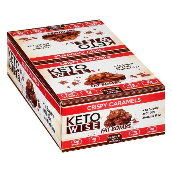Keto Wise Fat Bombs Crispy Caramel, 16Count Box, 18 Ounce , Crispy