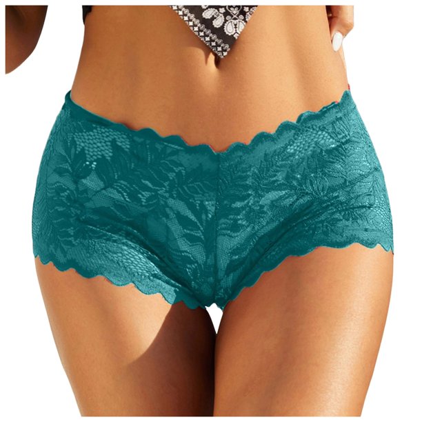 Braguitas sexy de encaje con estampado floral para mujer - Talle bajo, ropa interior cómoda, mezcla de poliéster, tallas S-XL