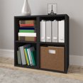 thumbnail image 3 of Way Basics 2 Tier Vinyl Storage Box Cube, LP Record Album Turntable Stand, Black, 3 of 7