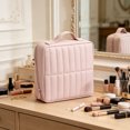 thumbnail image 5 of Standing Makeup Bag - Large Cosmetic Bag & Toiletry Bag Organizer with Brush Holder Pockets Wipe-Clean Brush Pouch for Holiday Everyday, 5 of 11