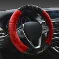 thumbnail image 2 of Car Steering Wheel Cover Classic Universal 15 inch Steering for Winter Warm - Red, 2 of 7