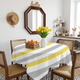 thumbnail image 3 of Yellow Grey Stripe Table Cloth Waterproof Tablecloths, Modern Farmhouse Vertical Striped Tablecloth Dining Table Cover for Kitchen Party Tabletop Outdoor, Square Tablecloth 60x60 Inch, 3 of 9