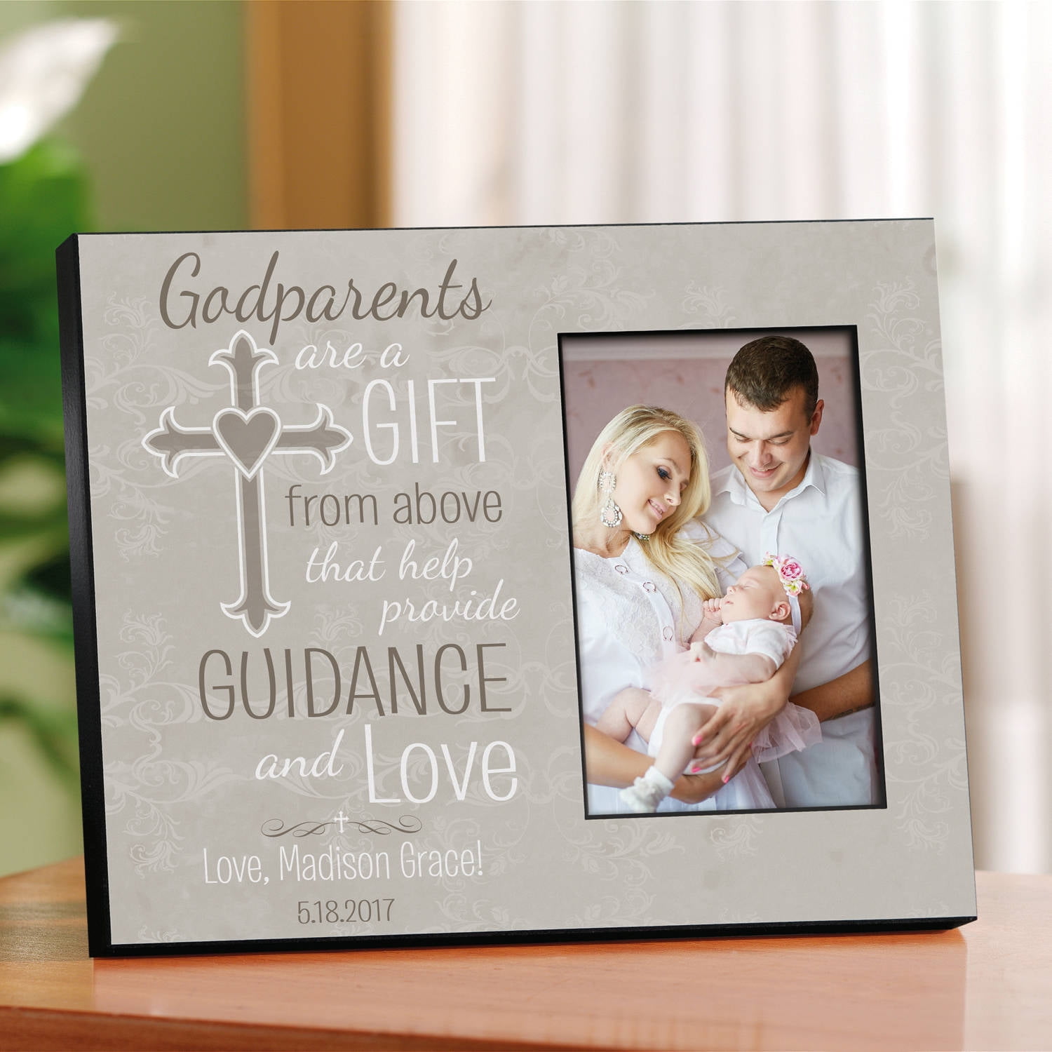 Personalized Godparents Cross Frame