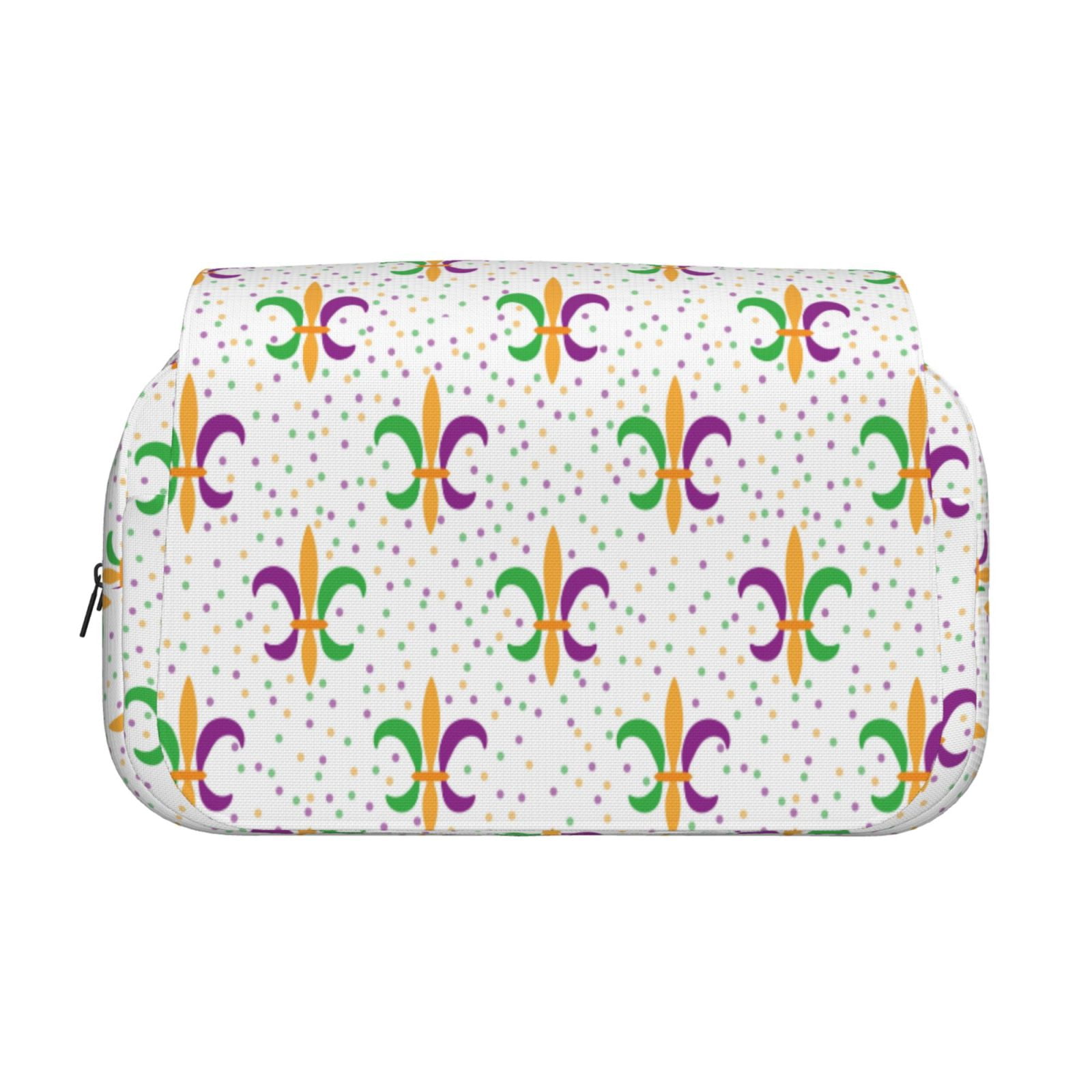 Rateoe Mardi Gras Carnival1 Pattern Double Clamshell Pen Case, Storage Organizer with Two Zipper Compartments– Holds Up to 50 Pencils & Pens