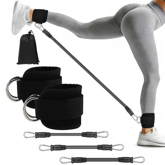 Ankle Resistance Bands Set with Cuffs for Leg, Booty & Hip Workout, Exercise Bands for Kickbacks & Butt Lift Fitness