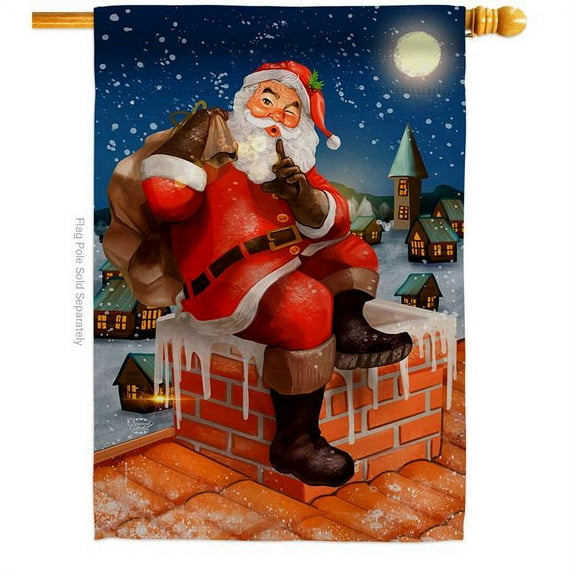 Ornament Collection 28 x 40 in. Down the Chimney House Flag with Winter Christmas Double-Sided Decorative Vertical Flags Decoration Banner Garden Yard Gift