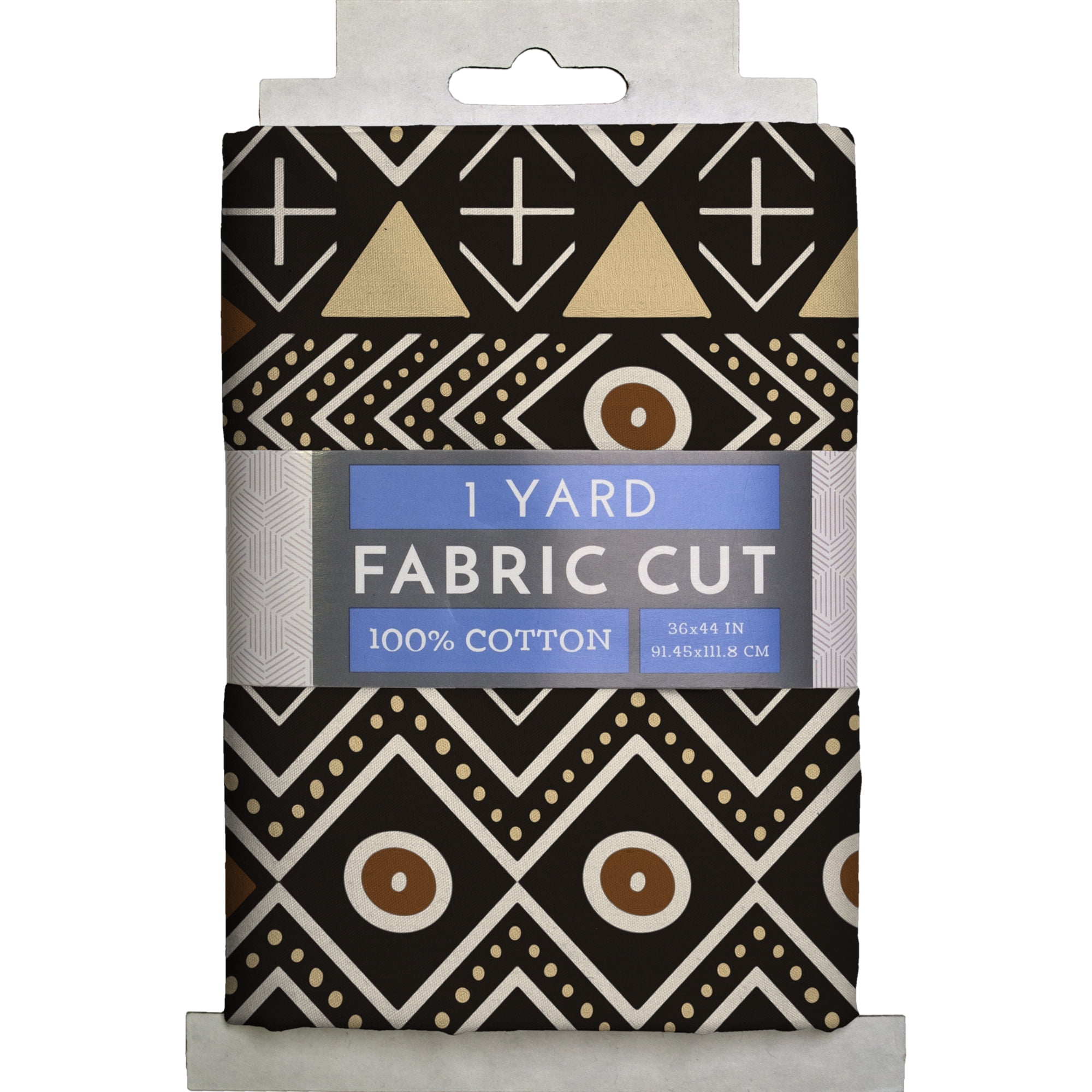 1 Yard 100% Cotton African Mudcloth 1, Black, 44" Wide for Quilting & Sewing by David Textiles