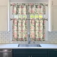 thumbnail image 3 of Pioneer Kitchen Curtains and Valance Set 36 Inch Tier Beautiful Pink Roses Bush 3 Pieces Set Dining Room Small Curtain Drapes Cafe Curtains Valance for Home Decor Rod Pocket, 3 of 6