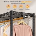 thumbnail image 4 of Exenoray Rolling Closet Organizer with Wheels, Single Column Garment Rack with Shelves & Hanging Rods, Heavy Duty Metal Clothing Rack, Adjustable Storage,35.5" W x 15.7" D x 79" H , Black, 4 of 8